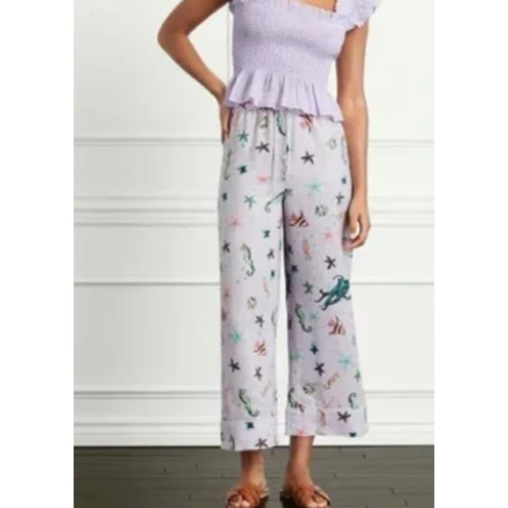 Hill House Lavender Sea Life Wide-Leg Pants